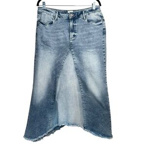 WASH LAB Denim Pieced Denim Midi Skirt In Surf Blue Women’s 31 B32